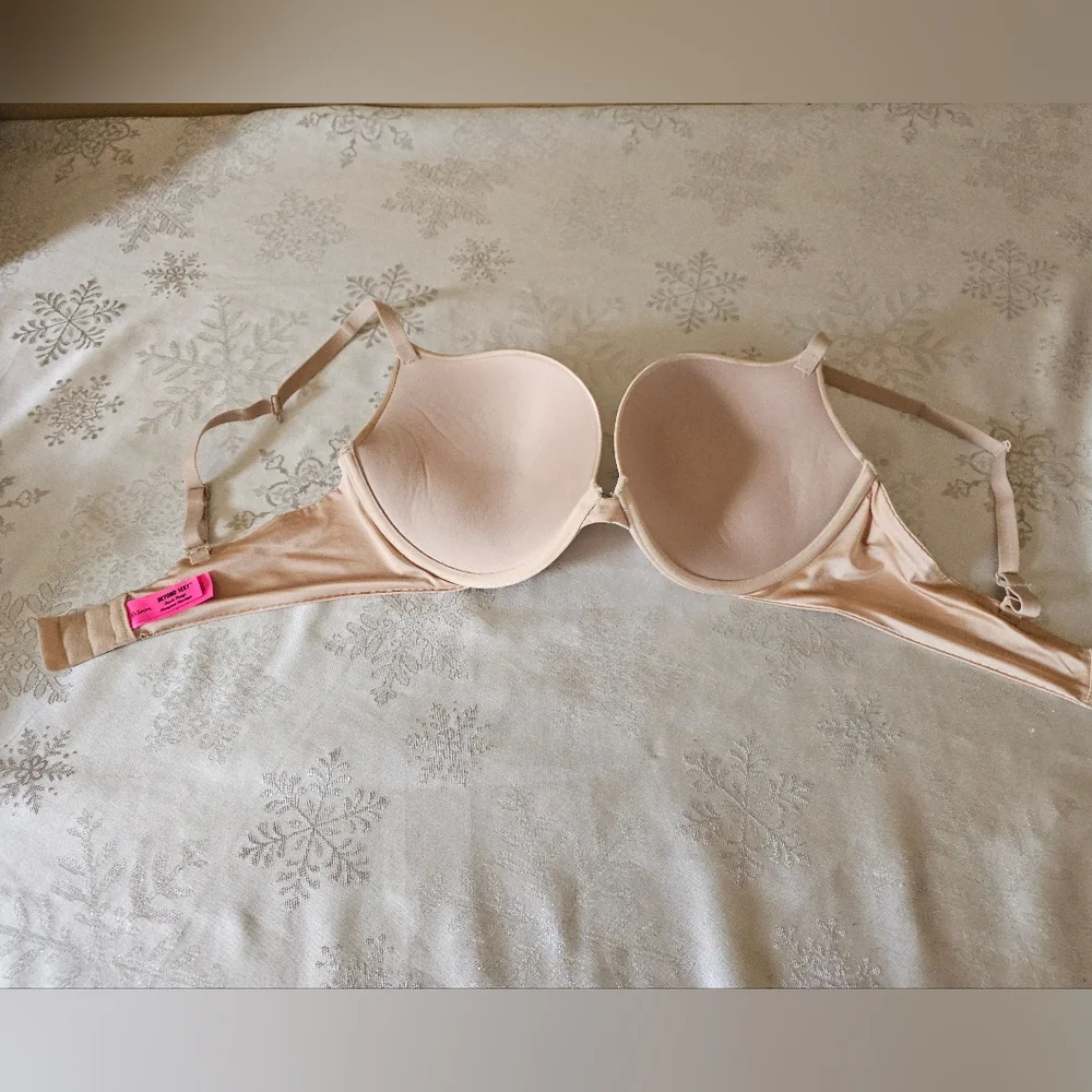 La SENZA Bra Classic Plunge Padded Push Up Underwire 2 Way Straps Beige SZ 36D - Picture 5 of 11